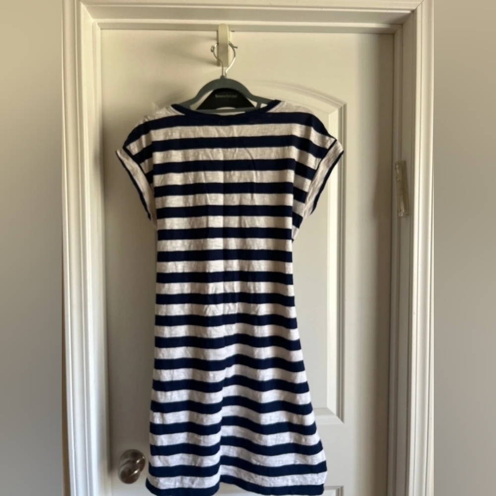 Navy and White Striped Casual T-Shirt Dress